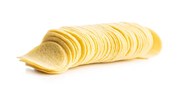 Crunchy Potato Chips Potato Crisps Isolated White Background — Stock Photo, Image