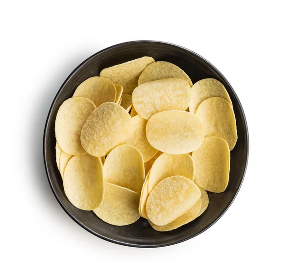 Crunchy Potato Chips Potato Crisps Isolated White Background — Stock Photo, Image