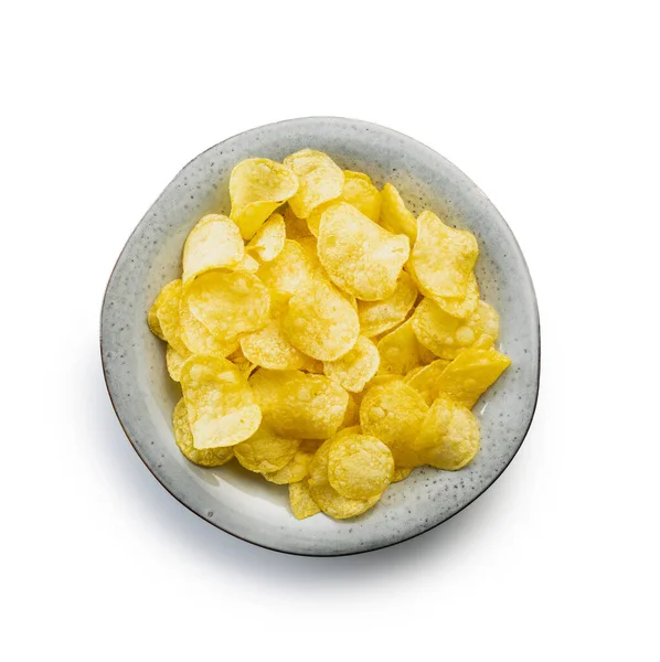 Crunchy Potato Chips Potato Crisps Isolated White Background — Stock Photo, Image