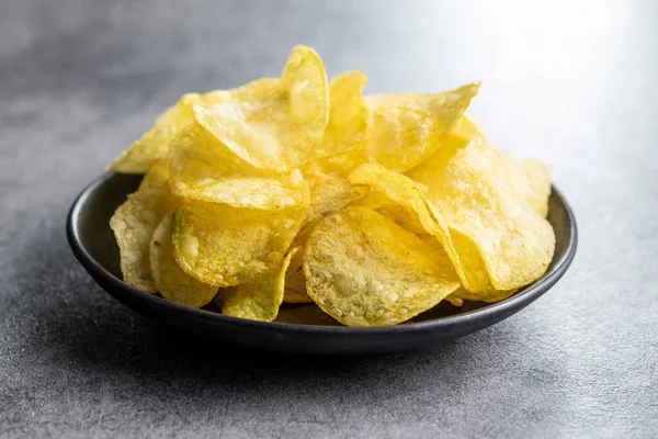 Crunchy Potato Chips Potato Crisps Plate — Stock Photo, Image