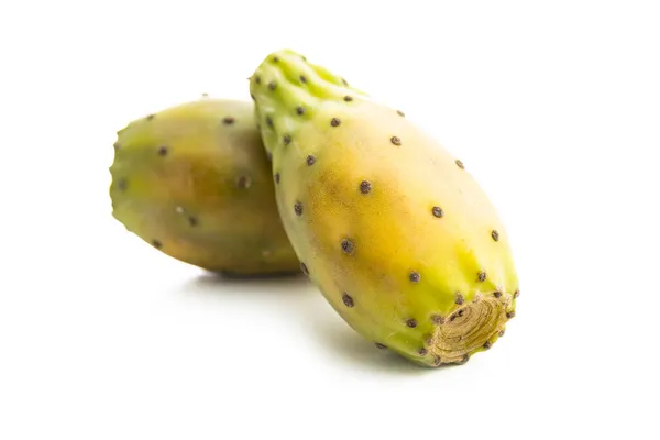 Rohe Kaktusfeigen Opuntia Oder Indischer Feigenkaktus Isoliert Auf Weißem Hintergrund — Stockfoto
