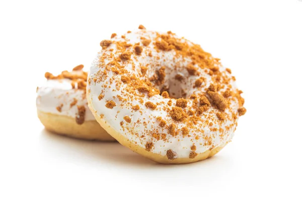 Сладкий Глазированный Пончик Брызгами Белом Фоне — стоковое фото