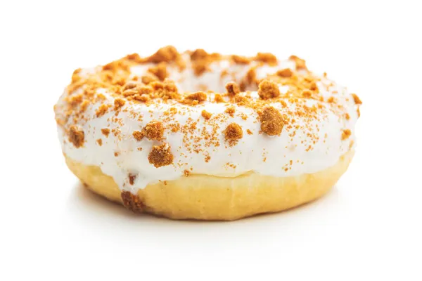 Сладкий Глазированный Пончик Брызгами Белом Фоне — стоковое фото