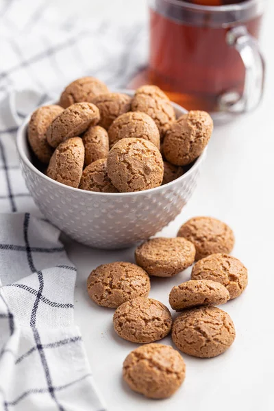 Amaretti Biscuits Sweet Italian Almond Cookies Kitchen Table — Stock Photo, Image