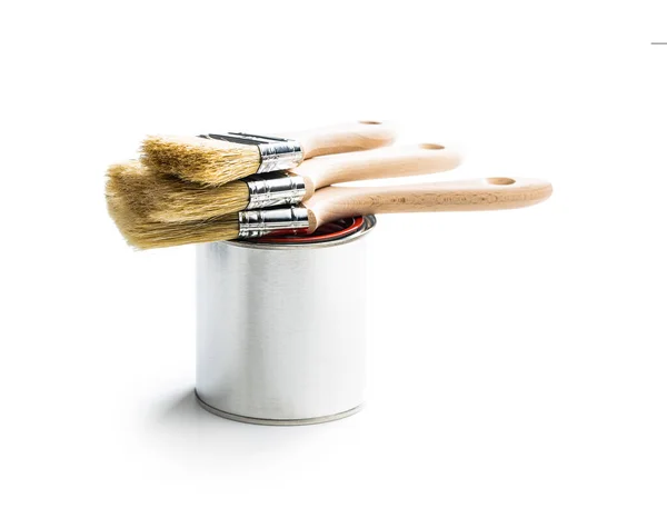 Clean Paint Brushes Can Color Isolated White Background — Stock Photo, Image