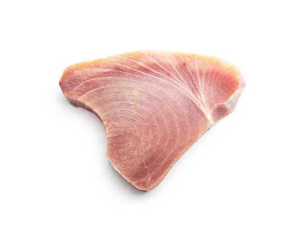 Surowy Stek Tuńczyka Surowe Mięso Rybie Izolowane Białym Tle — Zdjęcie stockowe