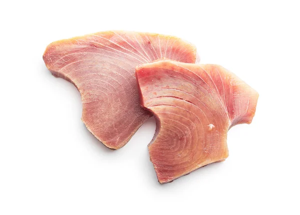 Surowy Stek Tuńczyka Surowe Mięso Rybie Izolowane Białym Tle — Zdjęcie stockowe