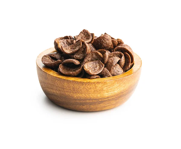 Zoete Chocolade Ontbijt Cornflakes Kom Geïsoleerd Witte Achtergrond — Stockfoto