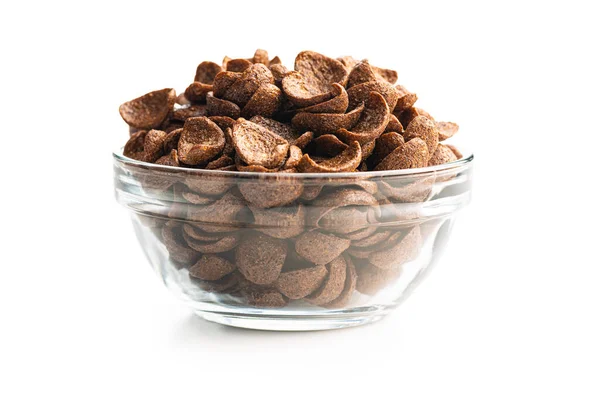 Zoete Chocolade Ontbijt Cornflakes Kom Geïsoleerd Witte Achtergrond — Stockfoto