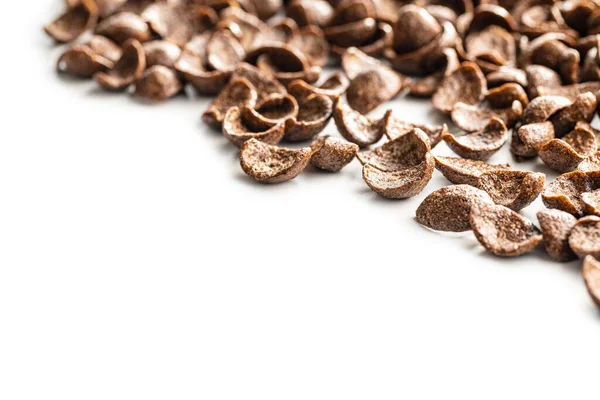 Sweet Chocolate Breakfast Cereal Flakes Isolated White Background — Stock Photo, Image