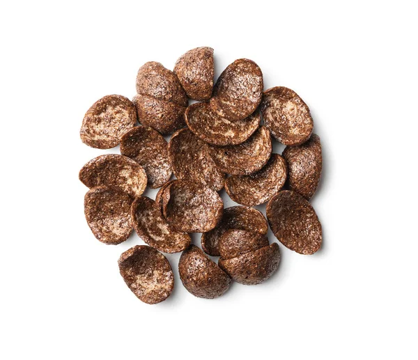 Zoete Chocolade Ontbijt Cornflakes Geïsoleerd Witte Achtergrond — Stockfoto