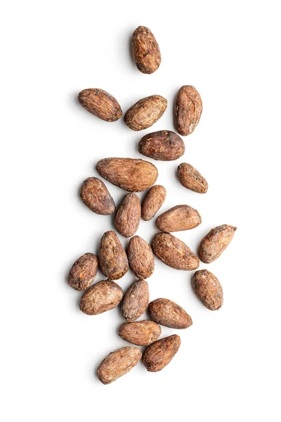 Fagioli Cacao Essiccati Isolati Sfondo Bianco — Foto Stock