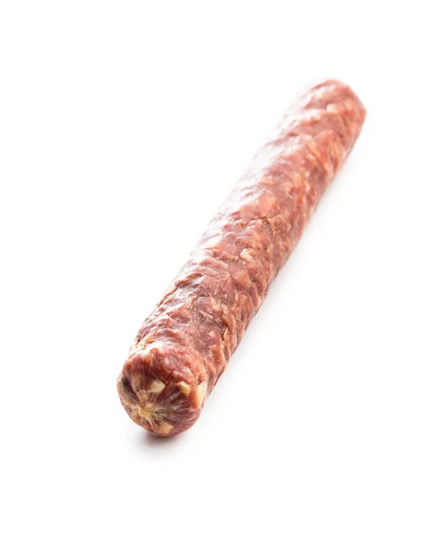 Pork Salami Smoked Sausage Isolated White Background — Stock Fotó