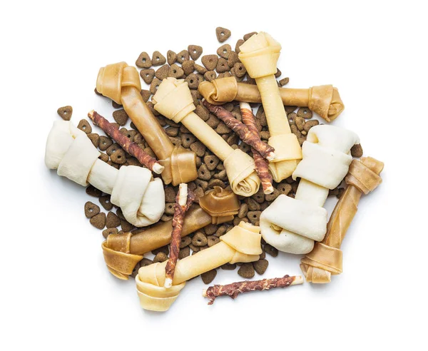 Delicacy Dogs Chewing Bone Dried Food Dog Isolated White Background — Foto Stock