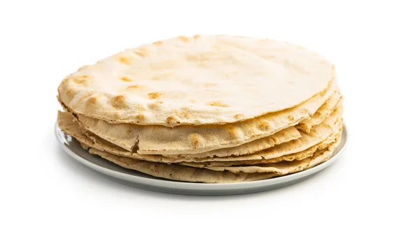 Arabisch Brood Platte Pitabrood Geïsoleerd Witte Achtergrond — Stockfoto