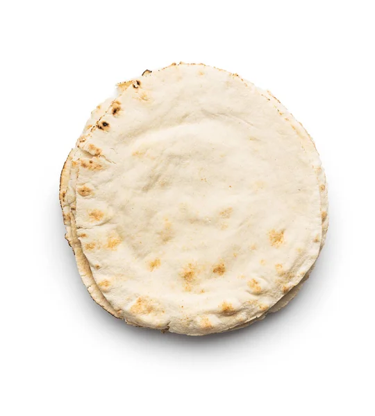 Arabski Chleb Płaski Chleb Pita Izolowany Białym Tle — Zdjęcie stockowe