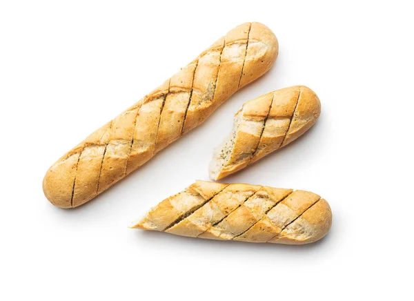 Baguete Assada Com Manteiga Alho Pão Alho Fatiado Crocante Isolado — Fotografia de Stock