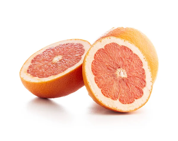 Zitrusfrüchte Scheiben Schneiden Gehackte Frische Grapefruit Isolated Auf Weißem Hintergrund — Stockfoto