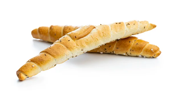 Croissant Assado Rolo Crocante Pão Isolado Fundo Branco — Fotografia de Stock