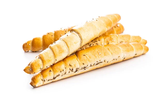 Croissant Assado Rolo Crocante Pão Isolado Fundo Branco — Fotografia de Stock