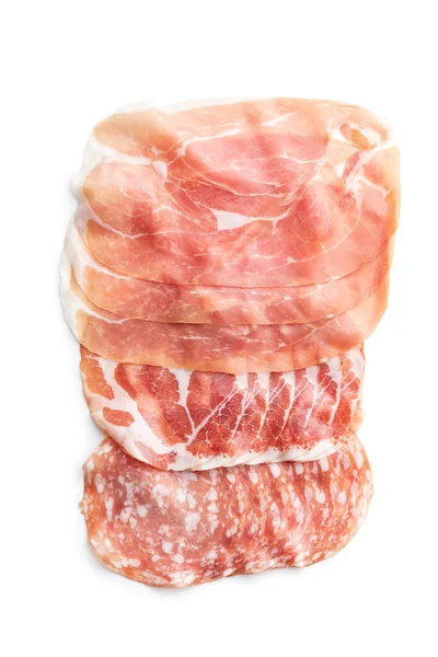 Italian Dried Ham Coppa Stagionata Prosciutto Salami Isolated White Background — Stock Photo, Image