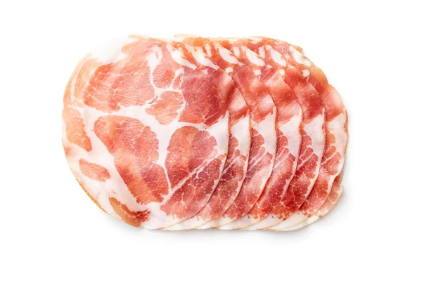 Italian Dried Ham Coppa Stagionata Isolated White Background — Stock Photo, Image