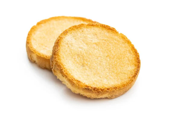 Pão Rusks Dietético Biscoitos Crusty Isolados Fundo Branco — Fotografia de Stock