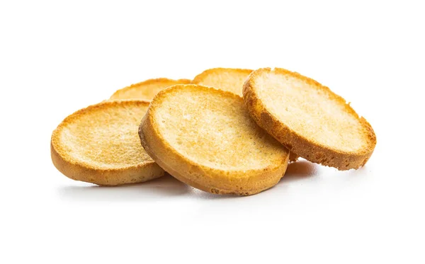 Zwieback Brot Krustige Kekse Isoliert Auf Weißem Hintergrund — Stockfoto