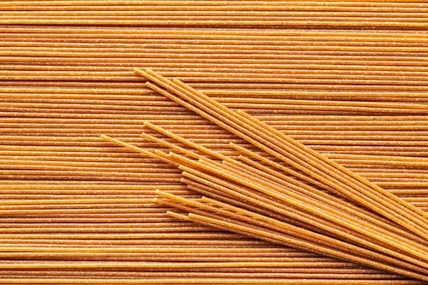 Ongekookte Volkoren Spaghetti Rauwe Pasta Bovenaanzicht — Stockfoto