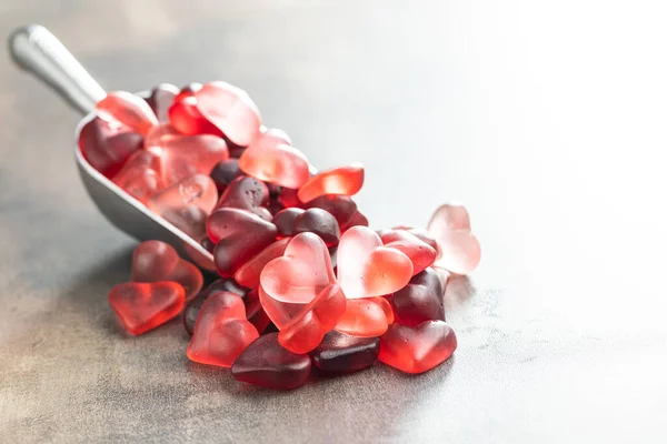 Heart Shaped Jelly Candy Metal Scoop — Stock Photo, Image