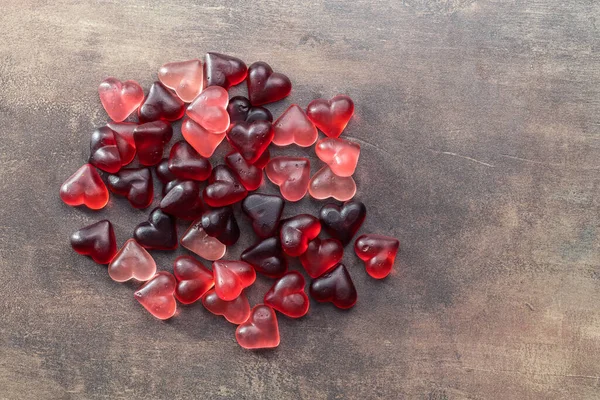 Καρδιά Σχήμα Ζελέ Γλυκά Ζαχαρωτά Άνω Όψη — Φωτογραφία Αρχείου