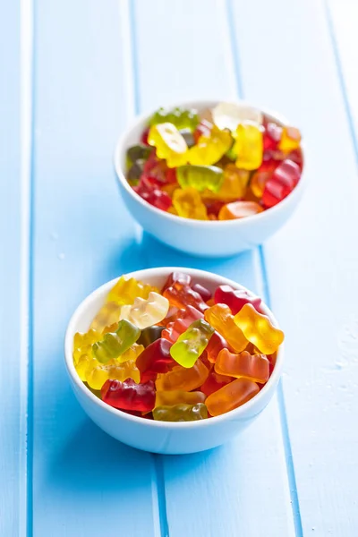Jelly Gummy Bär Godis Färgglada Söta Konfektyrer Skål — Stockfoto