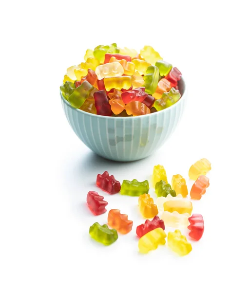 Jelly Gummy Bär Godis Färgglada Söta Konfektyrer Isolerade Vit Baackground — Stockfoto