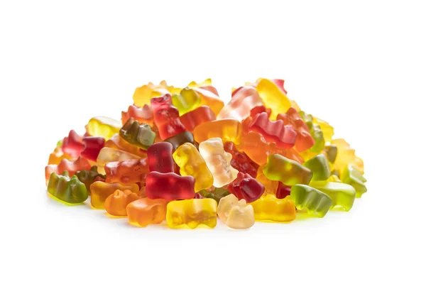 Jelly Gummy Bär Godis Färgglada Söta Konfektyrer Isolerade Vit Baackground — Stockfoto