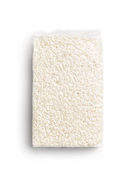 从白色背景中分离出包装好的Carnaroli Risotto水稻 — 图库照片