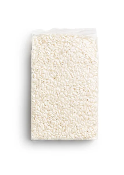 Embalado Arroz Risoto Carnaroli Isolado Fundo Branco — Fotografia de Stock