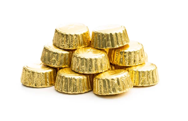 Zapakowane Praliny Czekoladowe Słodkie Czekoladowe Cukierki Izolowane Białym Tle — Zdjęcie stockowe
