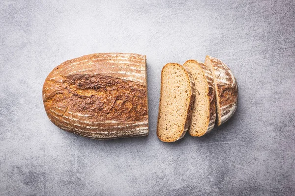 Brotscheiben Auf Dem Küchentisch Ansicht Von Oben — Stockfoto