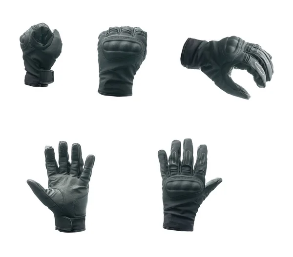 Black Motorcycle Gloves Isolated White Background — Stock Photo, Image