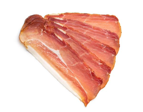 Sliced Schwarzwald Ham Dried Prosciutto Ham Isolated White Background — Stock Photo, Image