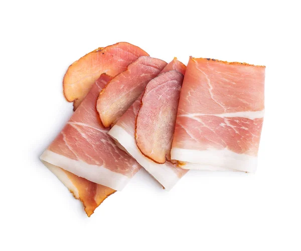 Sliced Schwarzwald Ham Dried Prosciutto Ham Isolated White Background — 스톡 사진
