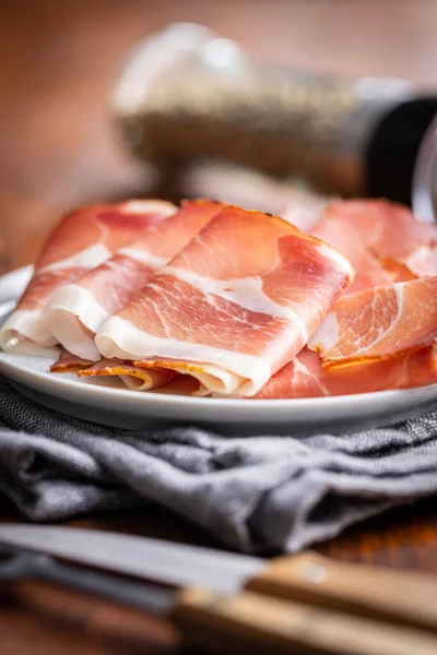 Jamón Schwarzwald Rodajas Jamón Jamón Jamón Seco Plato — Foto de Stock