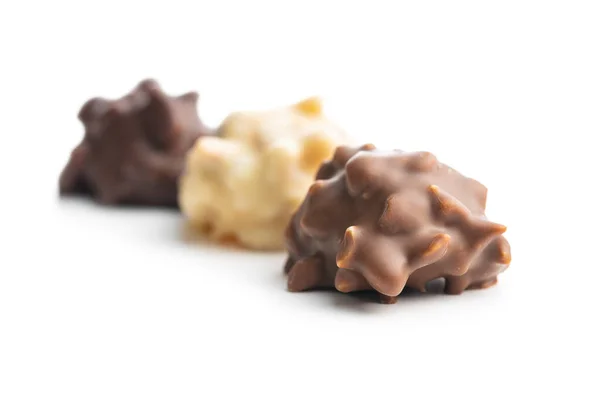 Chocolate Truffles Sweer Pralines Isolated White Background — Stock Photo, Image