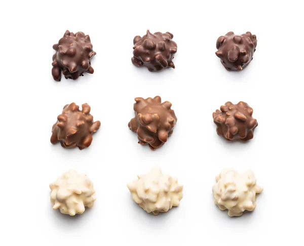 Chocolate Truffles Sweer Pralines Isolated White Background — Stock Photo, Image