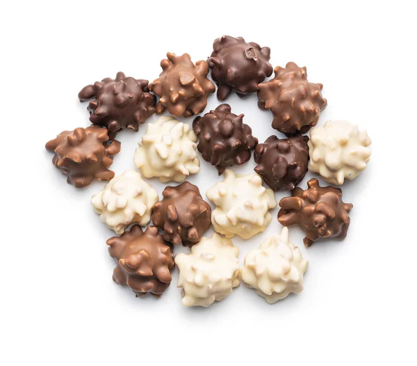 巧克力松露 白色背景上孤立的甜瓜 — 图库照片
