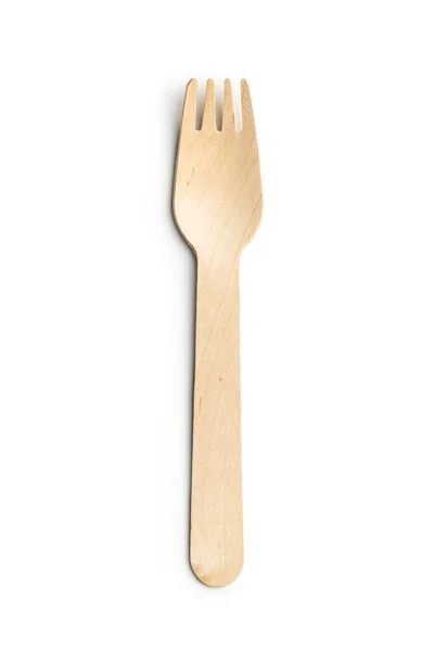 Wooden Disposable Fork Isolated White Background Timber Biodegradable Fork Made — Photo