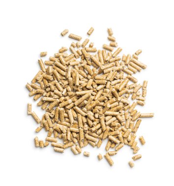 Wooden pellets, biofuel isolated on a white background. Ecologic fuel made from biomass. Renewable energy source. clipart