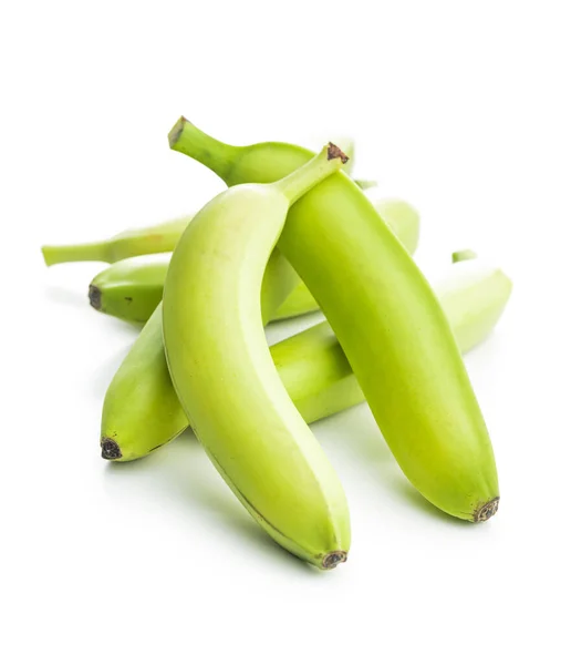 Éretlen Zöld Banán Elszigetelt Fehér Alapon — Stock Fotó