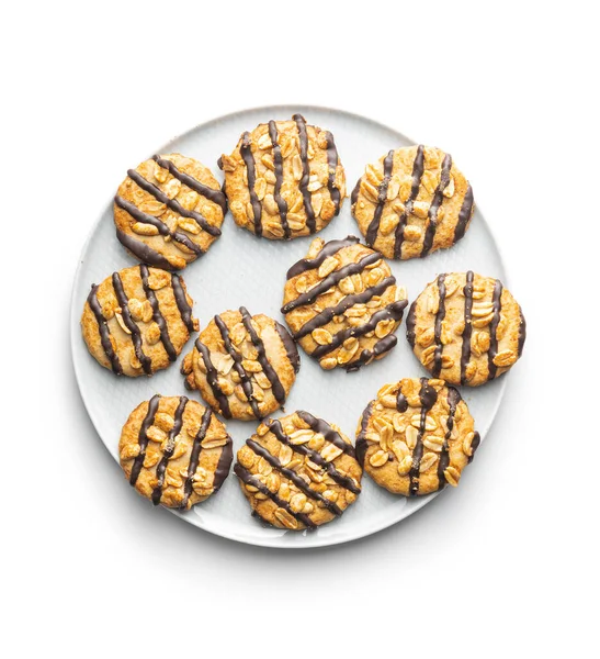 Чип Печиво Арахісом Шоколадними Смужками Ізольовані Білому Тлі — стокове фото