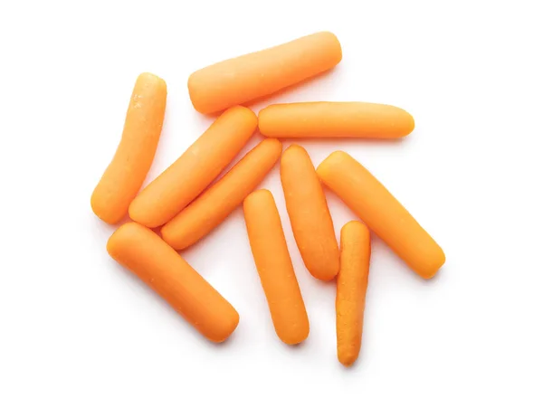 Légume Aux Carottes Mini Carottes Orange Isolées Sur Fond Blanc — Photo